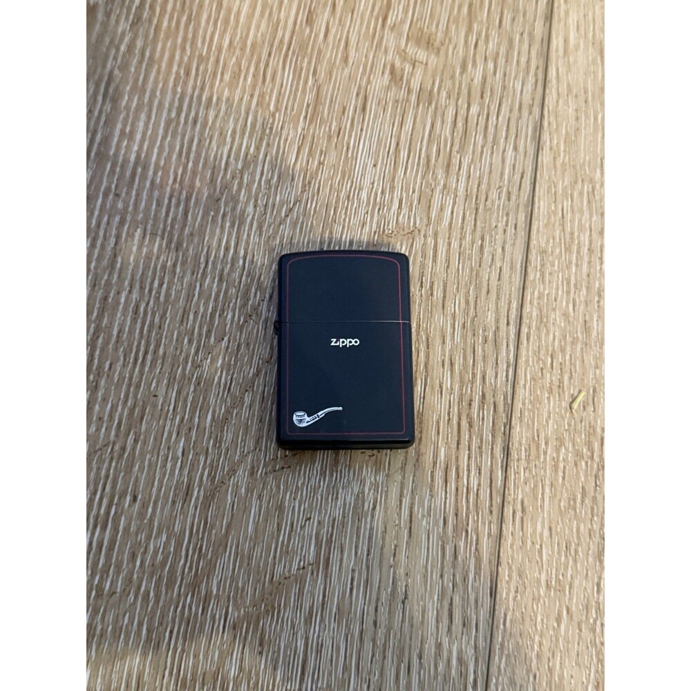 Zippo Black Matte w/Red Border Pocket Lighter